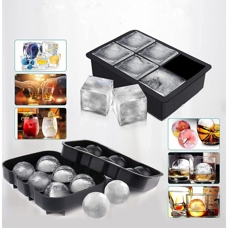 Ice Mold Sphere - 4/6/8/15 شبكات سيليكون آيس كيوب قوالب