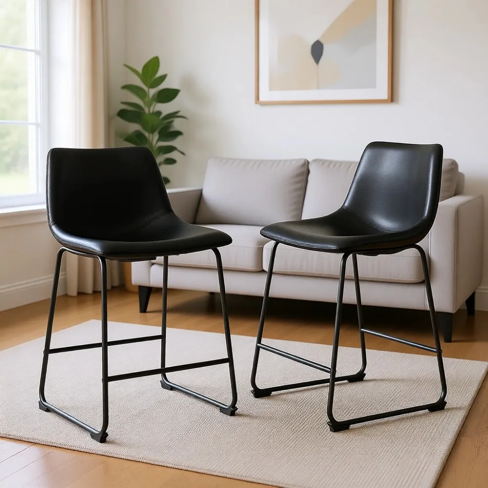 Home Bar Stools - مجموعة كراسي بار من الجلد الصناعي