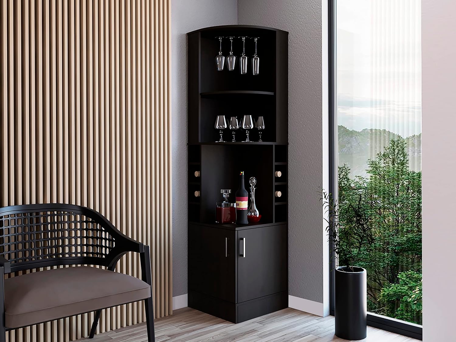 خزانة بار زاوية مع رفّين، حامل - مراجعة Home Bar Shelves وسعره