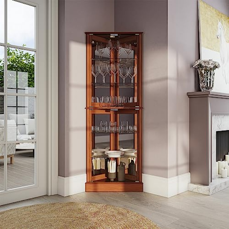 خزانة عرض زاوية مضاءة للاستخدا - مراجعة Home Bar And Cabinet وسعره