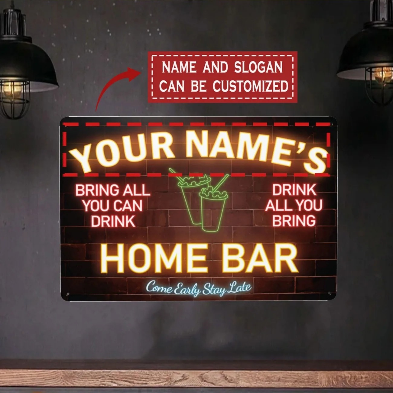 لافتة معدنية مخصصة بالاسم والن - مراجعة Home Bar Signs وسعره