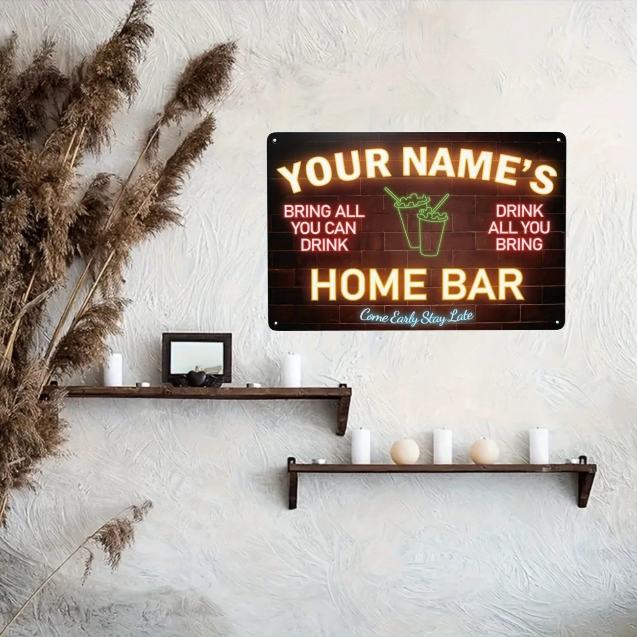 لافتة معدنية مخصصة بالاسم والن - مراجعة Home Bar Signs وسعره