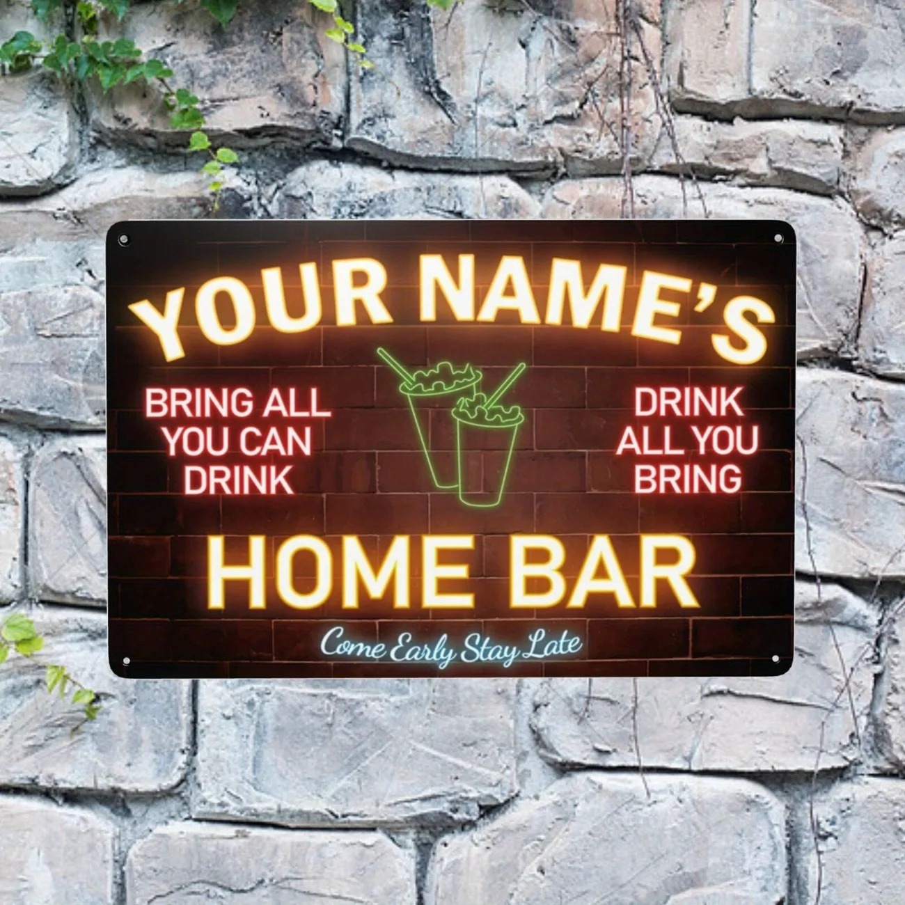 لافتة معدنية مخصصة بالاسم والن - مراجعة Home Bar Signs وسعره